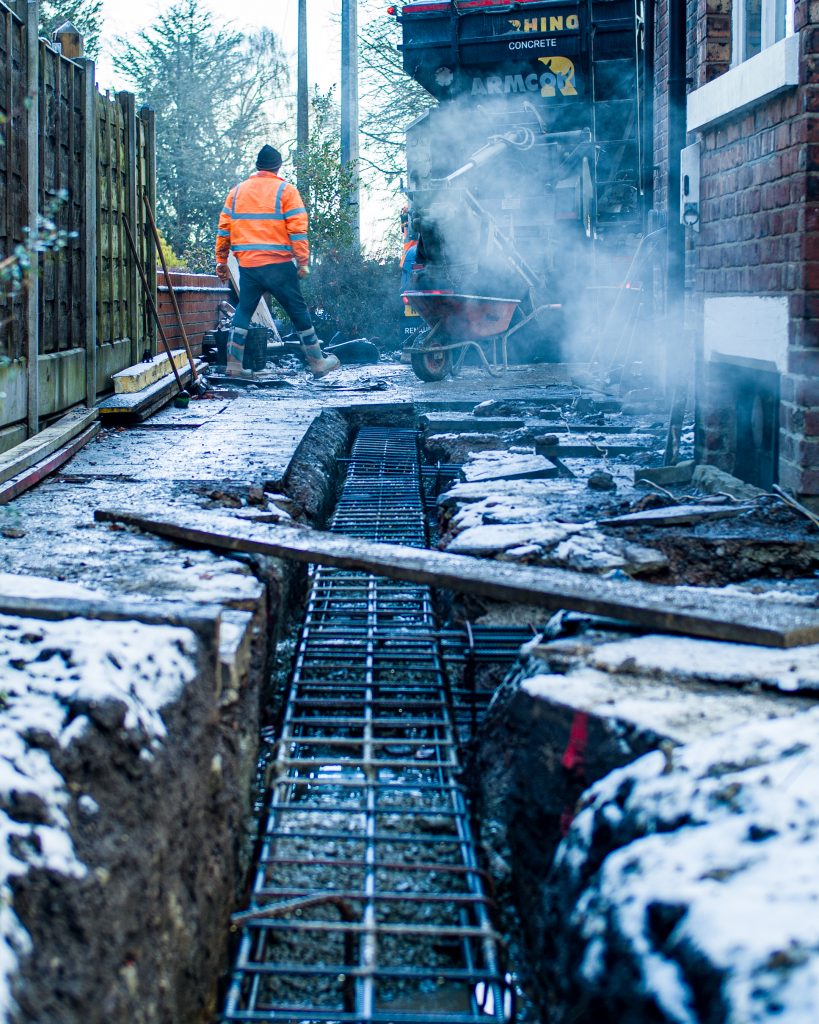 pouring concrete in the cold